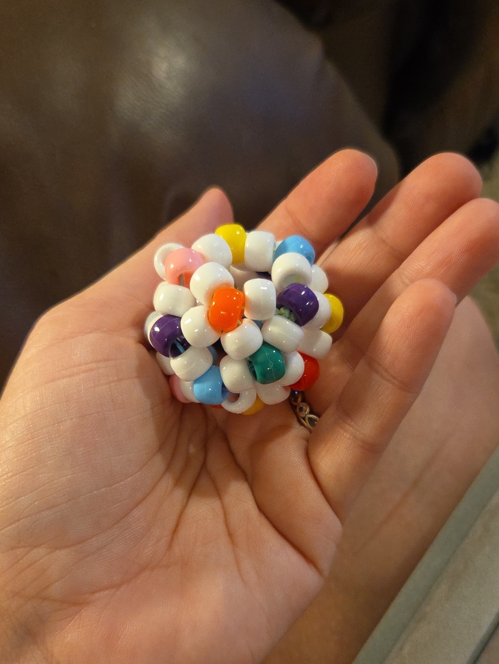Handmade Multicolor Bead Fidget for Kids - White & Rainbow